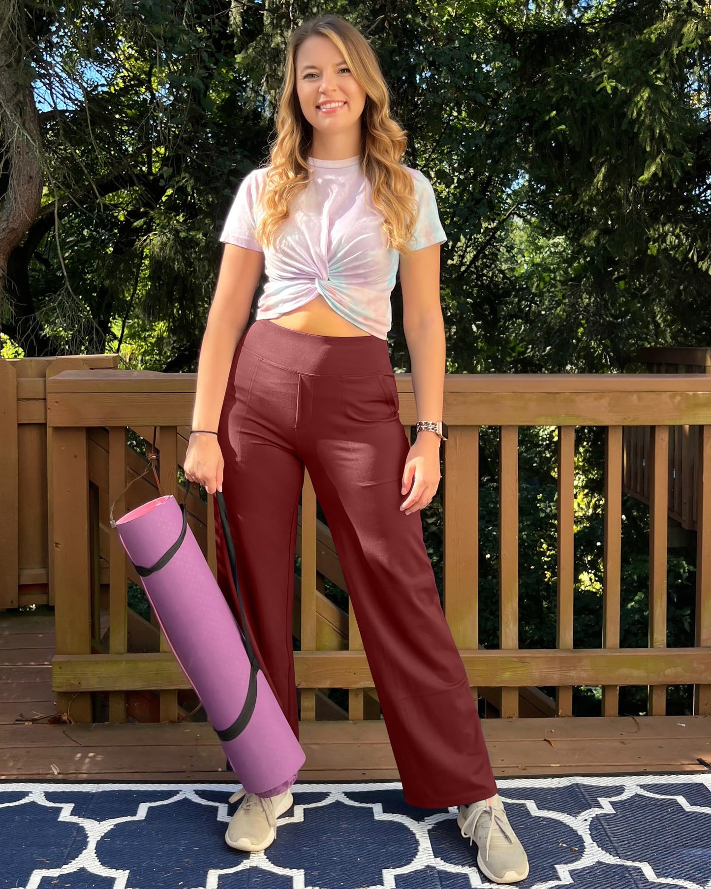 New🔥Women's High Waist Stretch Casual Yoga Wide Leg Pants