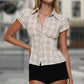 Women's Fashion Sexy Slim Plaid Shirt