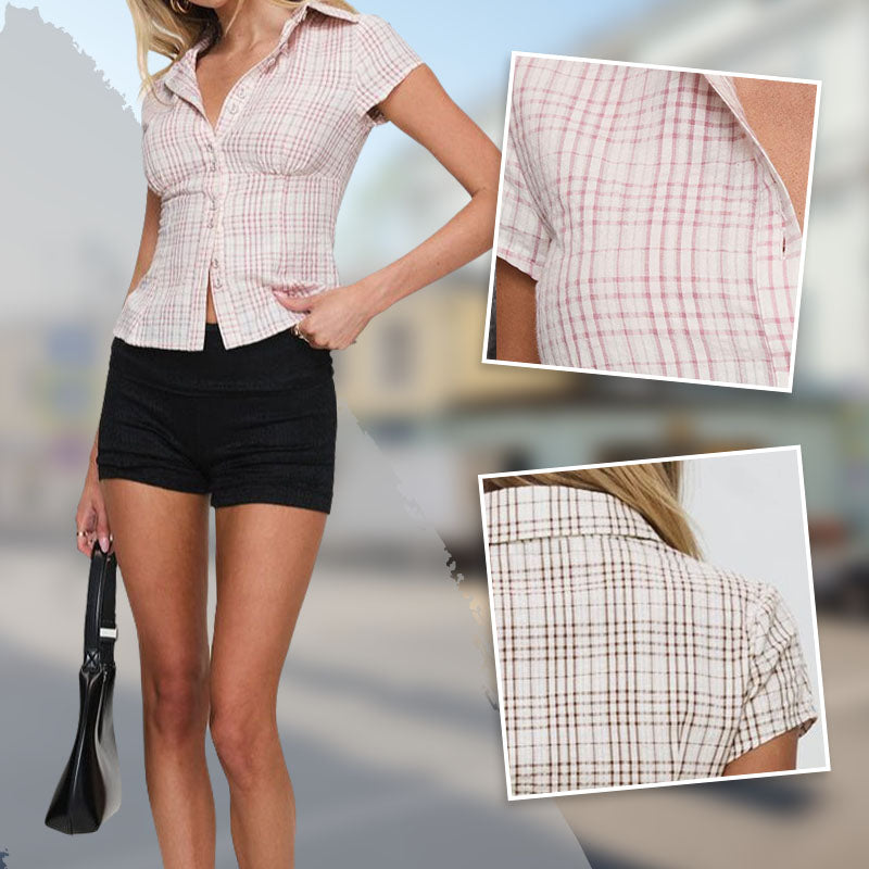 Women's Fashion Sexy Slim Plaid Shirt