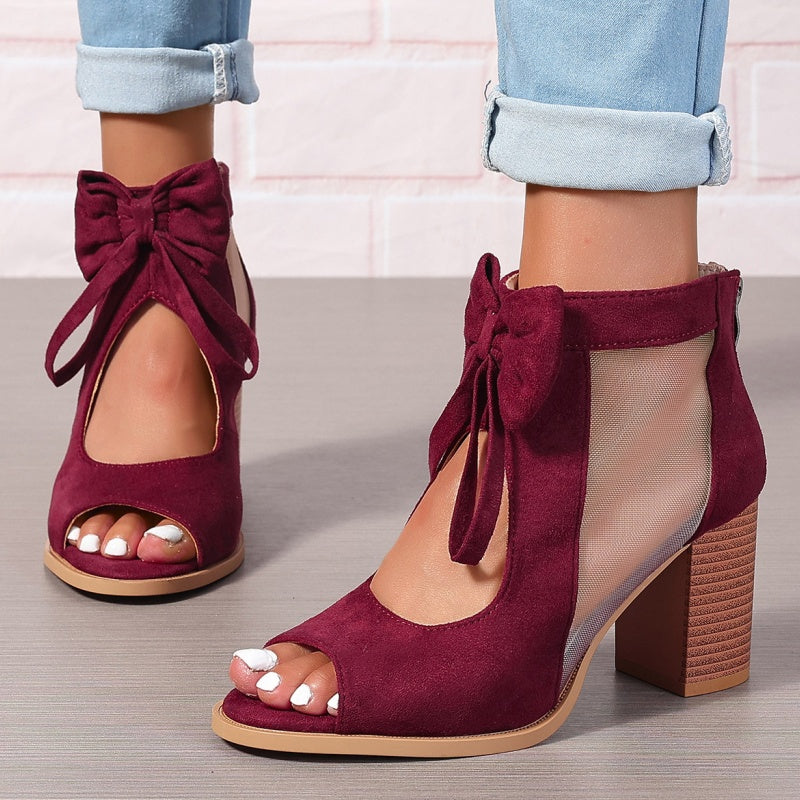 Women’s Bow Open-Toe Chunky Heel Sandals