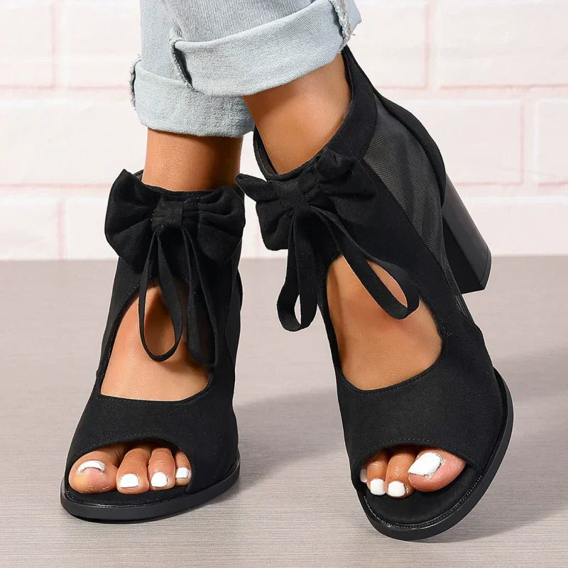 Women’s Bow Open-Toe Chunky Heel Sandals