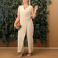 🌸 49% OFF ENDING SOON 🌸 Women's Solid Color Jumpsuit - V-Neck with Tie Waist, Casual Fit & Soft Fabric | Perfect for Brunch, Errands or Coffee Runs | UK Sizes