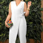 🌸 49% OFF ENDING SOON 🌸 Women's Solid Color Jumpsuit - V-Neck with Tie Waist, Casual Fit & Soft Fabric | Perfect for Brunch, Errands or Coffee Runs | UK Sizes