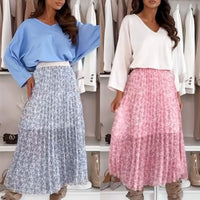 💖Limited Sale 60% OFF💖Women's  Floral Pleated Skirt & Bow-Tied Back Blouse Set