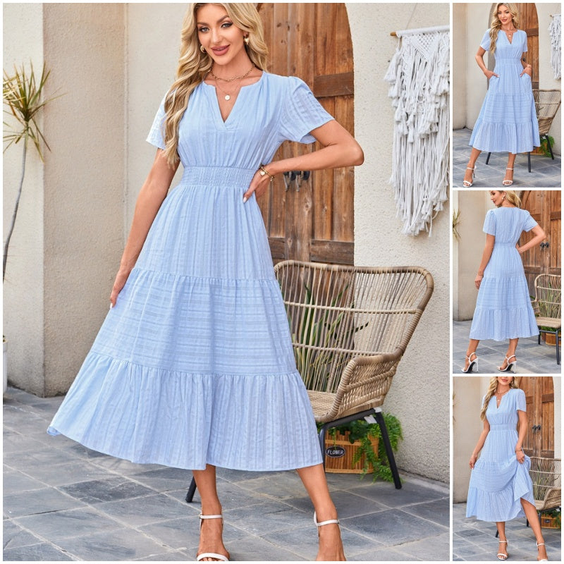 🔥Hot Sale 50% OFF👗Women's Casual Summer Short-Sleeve V-Neck Long Dresses