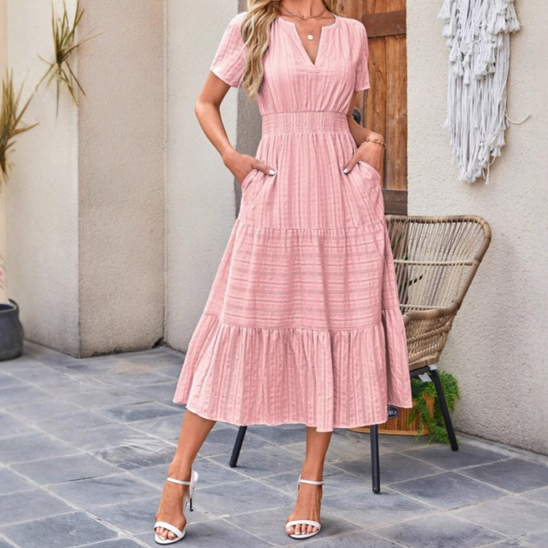 🔥Hot Sale 50% OFF👗Women's Casual Summer Short-Sleeve V-Neck Long Dresses