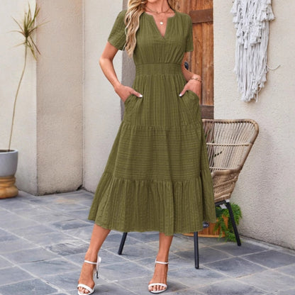 🔥Hot Sale 50% OFF👗Women's Casual Summer Short-Sleeve V-Neck Long Dresses