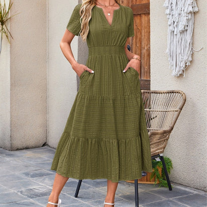 🔥Hot Sale 50% OFF👗Women's Casual Summer Short-Sleeve V-Neck Long Dresses