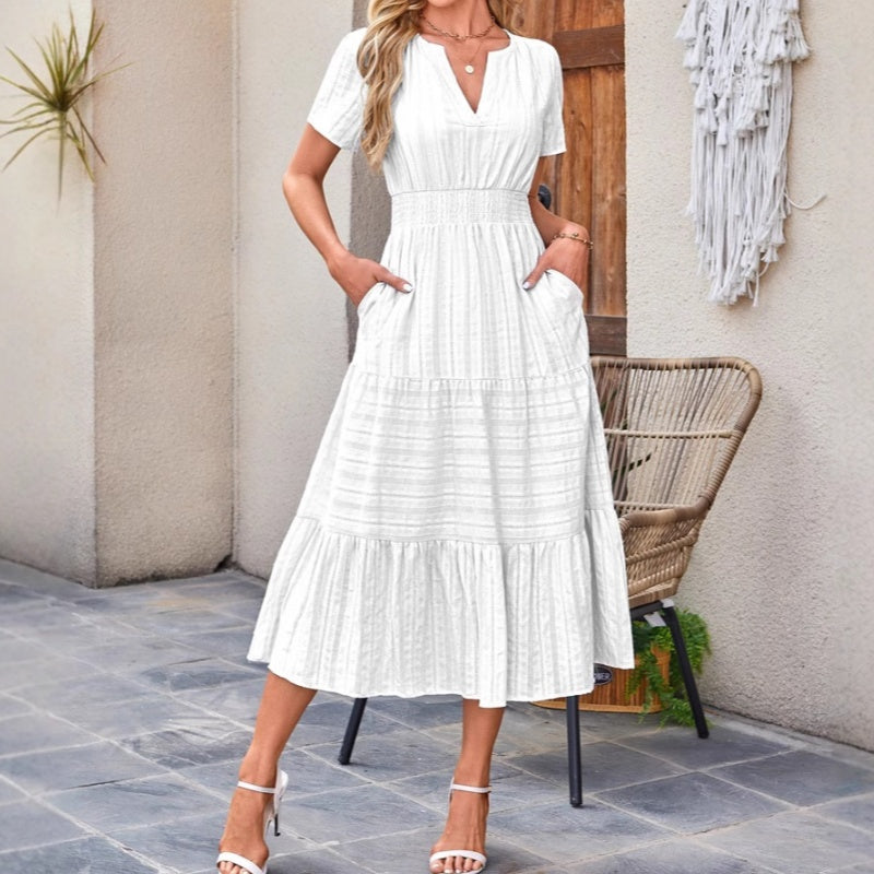 🔥Hot Sale 50% OFF👗Women's Casual Summer Short-Sleeve V-Neck Long Dresses