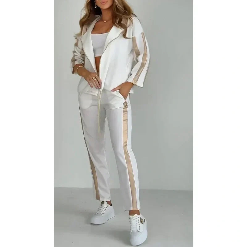 💞Spring New Arrival💞Women's Striped Hooded Drawstring Casual Suit