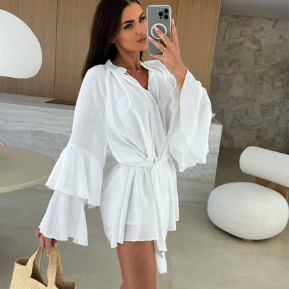 💞Luxurious and refreshing😍Women's Solid Color Loose Mini Dress