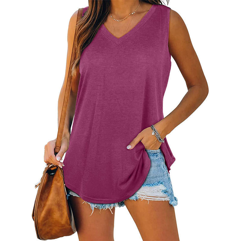 🔥HOT SALE 50% OFF🔥Summer V-Neck Solid Color Vest