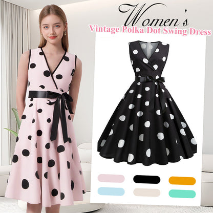 Women’s Vintage Polka Dot Swing Dress