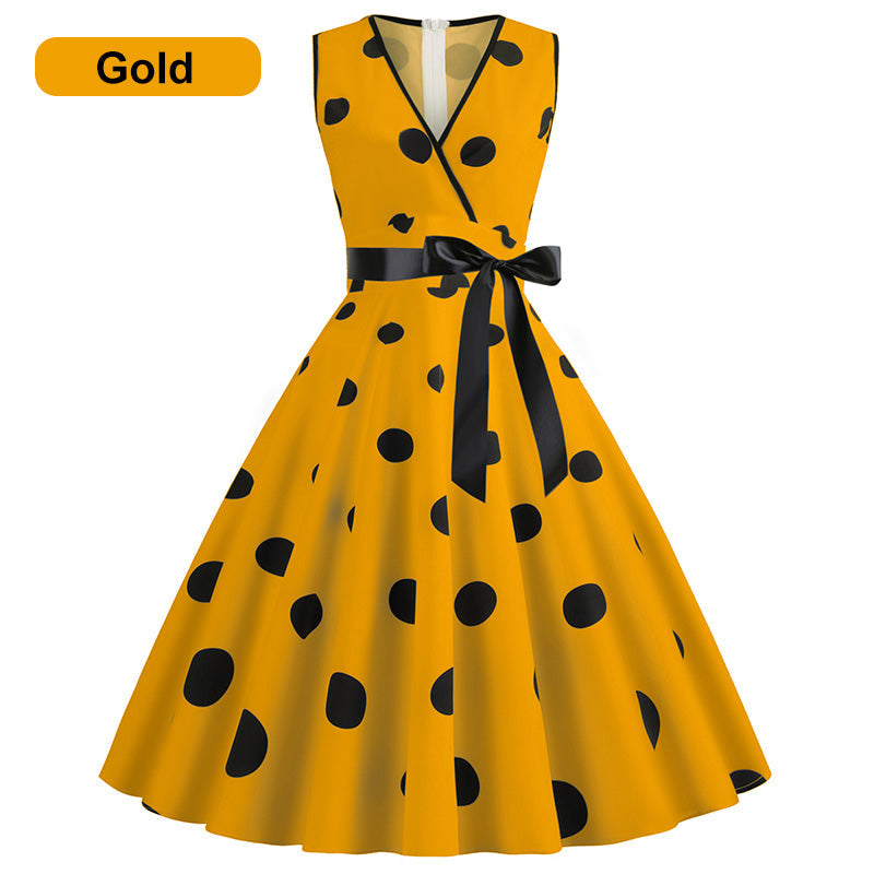 Women’s Vintage Polka Dot Swing Dress