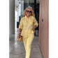 Women's Loose Shirt & Solid Color Pants 2-PCS Set