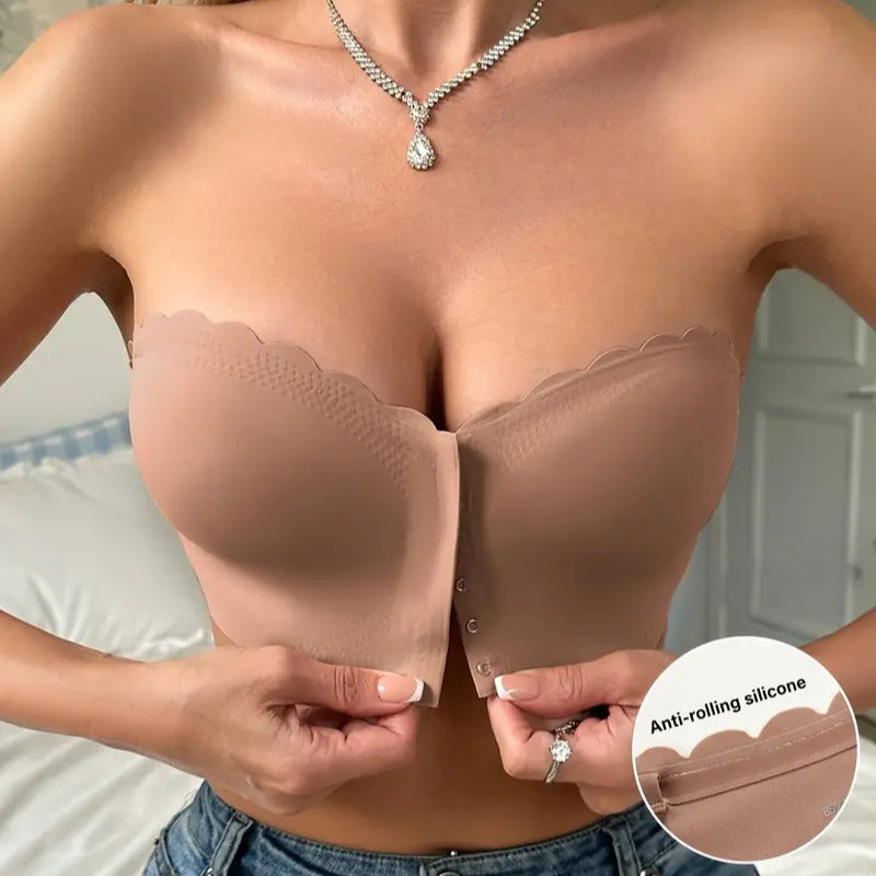 🔥BUY 1 GET 1 FREE (2PCS)🔥 Seamless Front Closure Strapless Bandeau Bra – Comfort & Support All Day! 💖