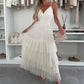 💖Limited Sale 50% OFF💖Women’s Elegant Spaghetti Strap Tiered Tulle Maxi Dress