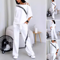 Women’s Striped Short-Sleeve Tops ＆ Pants Two-Piece Set