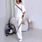 Women’s Striped Short-Sleeve Tops ＆ Pants Two-Piece Set