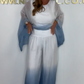 Mesh Mix Dip Dye Loose Flowy Top & Trouser Set