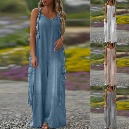 🔥Early Summer New✨Women's Loose Wide-Leg Jumpsuit with Pockets