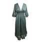 High-Waisted Pleated Deep V-Neck Wide-Leg Jumpsuit