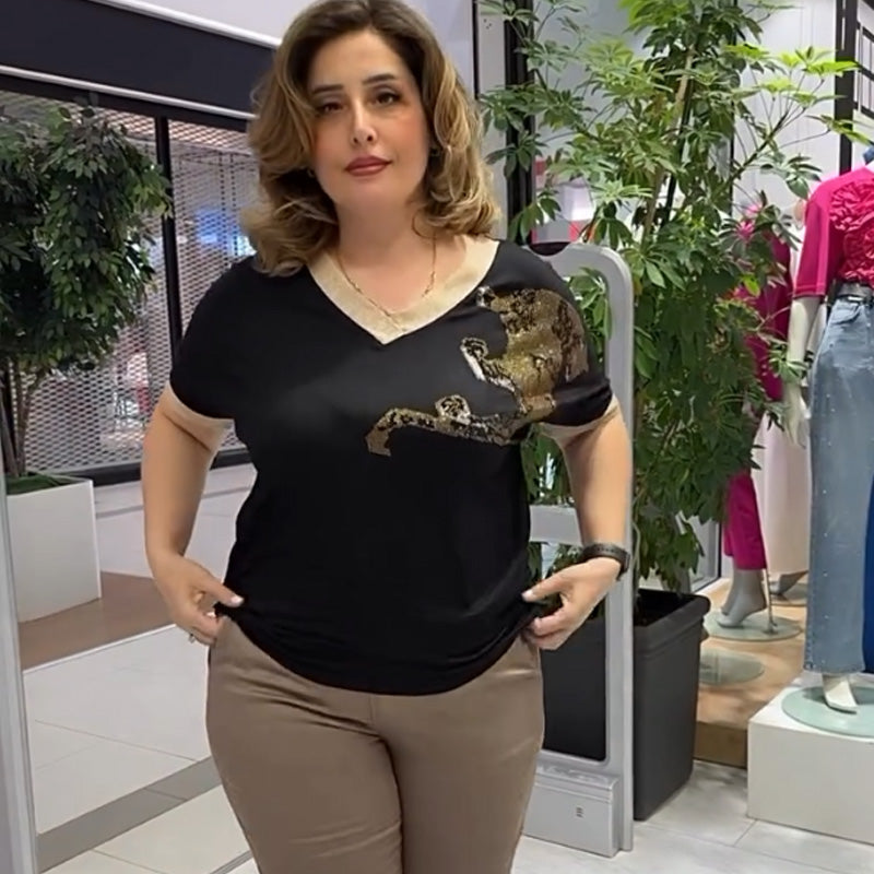 🌸Spring Specials💐 Women's Casual Elegant Printed V-Neck Top