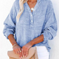 💖Limited Sale 60% OFF💖Women’s Casual Gauze Button Neck Long Sleeve Blouse