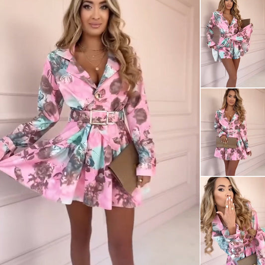 📣Limited Drop 50% OFF📣Women's Fashion Floral Waisted Long Sleeve Dresses