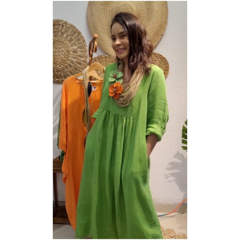 💖Limited Sale 50% OFF💖Women's Casual Boho Style Long-Sleeve Linen Dress