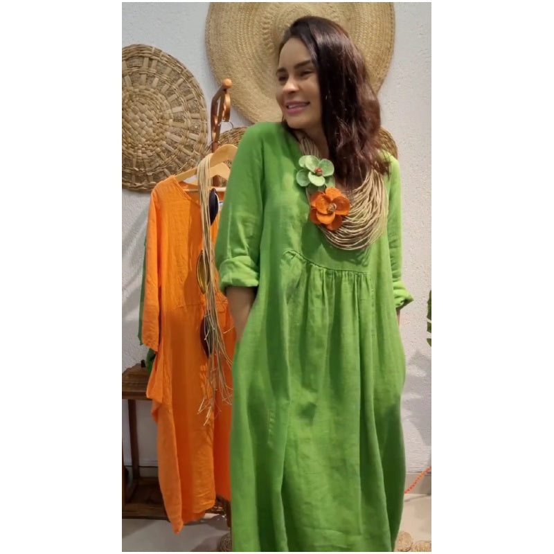 💖Limited Sale 50% OFF💖Women's Casual Boho Style Long-Sleeve Linen Dress