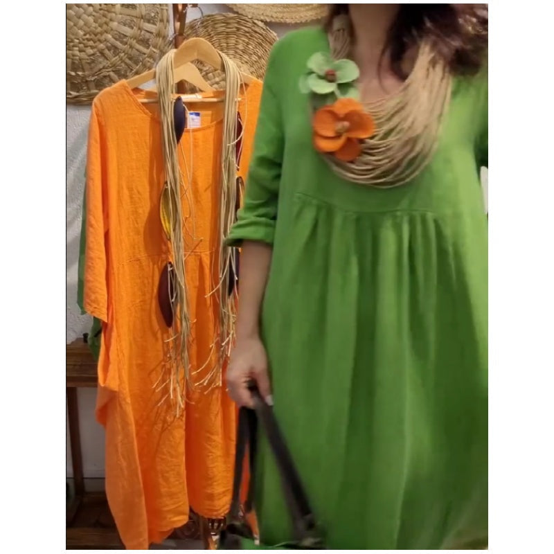 💖Limited Sale 50% OFF💖Women's Casual Boho Style Long-Sleeve Linen Dress