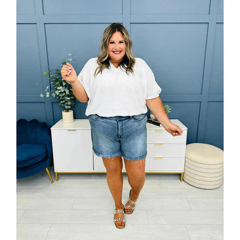 💖LAST DAY SALE 50% OFF🩳High Rise Frayed Hem Cut Off Jean Shorts