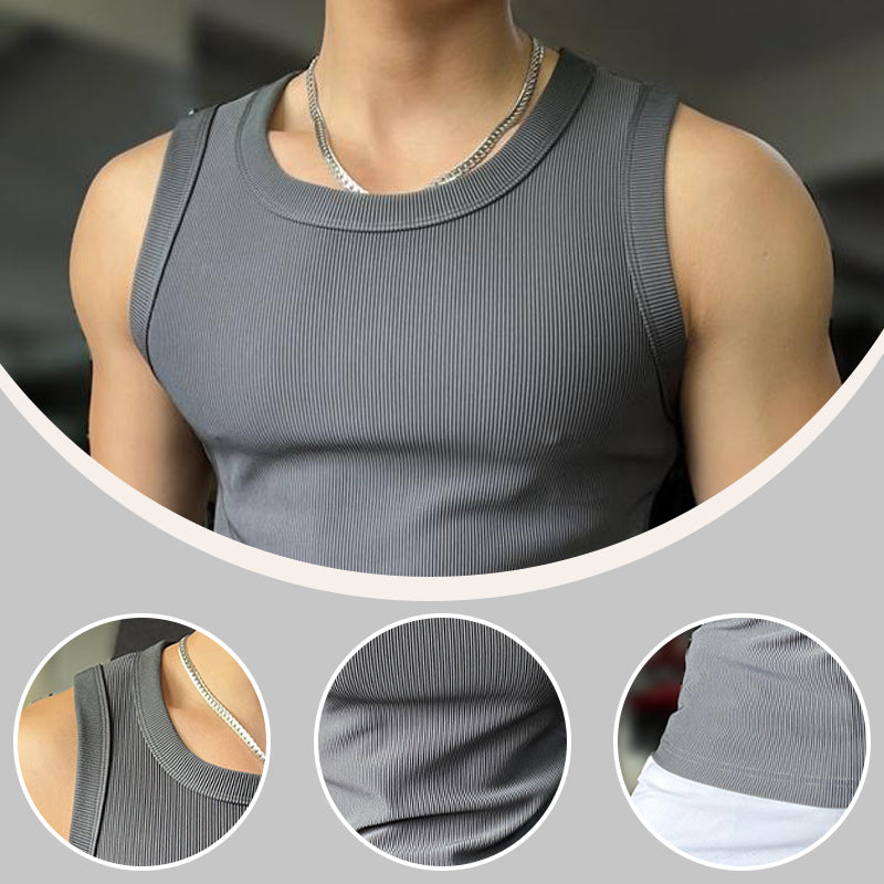 🎉🛍️Men's Summer Essentials-Buy 4 Get 1 Free🎽Round Neck Quick-Drying Stretchy Slim Tank Top
