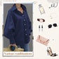 Women's Casual Solid Color Lantern Sleeve Lapel Shirt