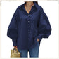 Women's Casual Solid Color Lantern Sleeve Lapel Shirt