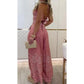 Women's Retro Pattern Ethnic Halter Sleeveless Top Wide Leg Pants Set