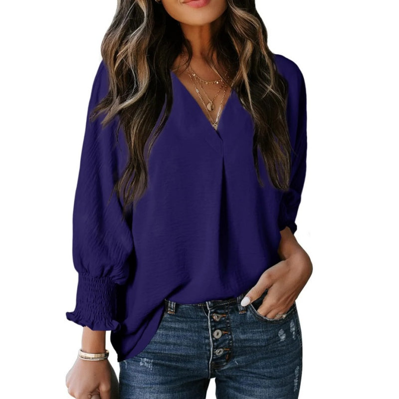 ❤️‍🔥Last Day-60% Off🧡Women's V-Neck Casual 3/4 Sleeve Loose Shirt