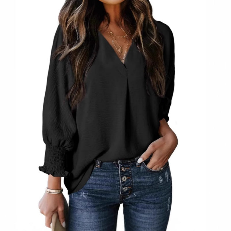 ❤️‍🔥Last Day-60% Off🧡Women's V-Neck Casual 3/4 Sleeve Loose Shirt