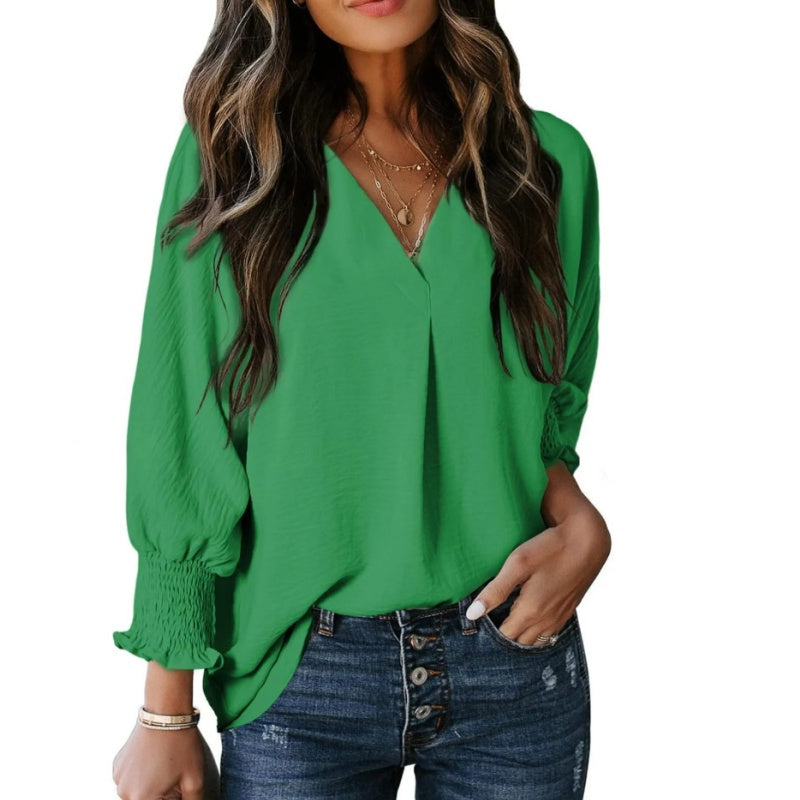 ❤️‍🔥Last Day-60% Off🧡Women's V-Neck Casual 3/4 Sleeve Loose Shirt