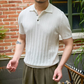 👑Men's Old Money Casual Solid Color Lapel Short Sleeve Top