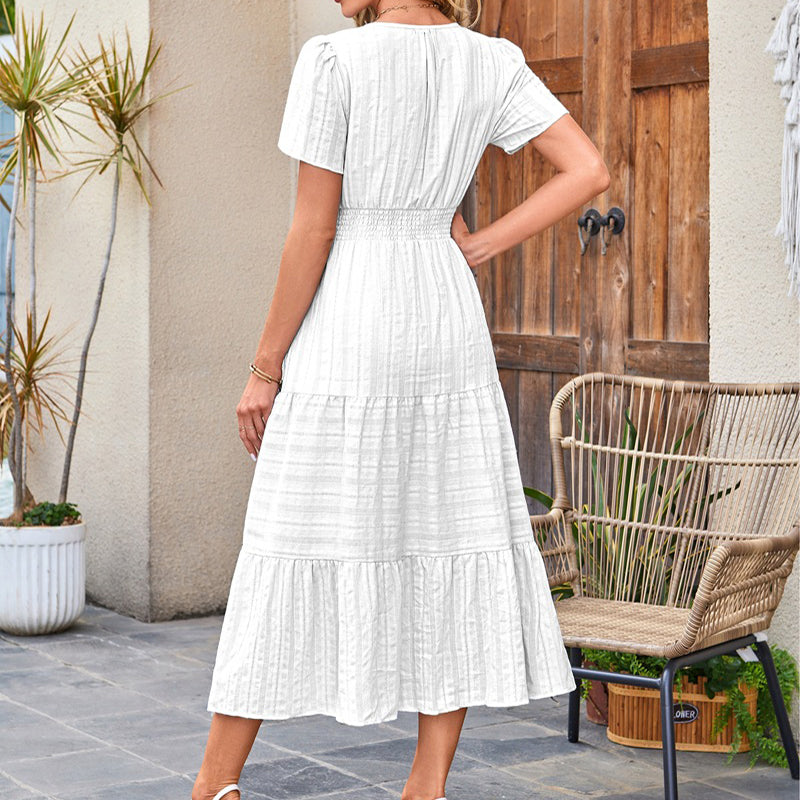 🌷Summer Sale 50% Off🌷Women's Casual Short Sleeve V Neck Maxi Dress