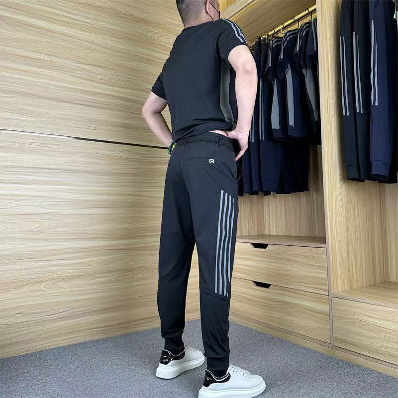 🌴Summer Specials❄️Men's Casual Sports Short Sleeve Long Pants (2-Piece Set)