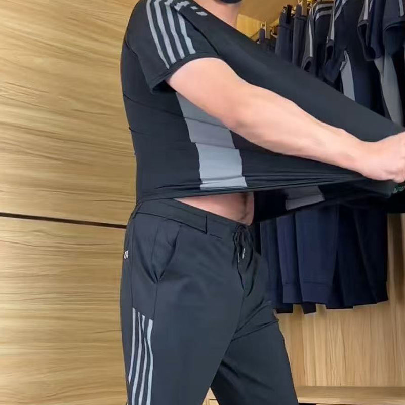 🌴Summer Specials❄️Men's Casual Sports Short Sleeve Long Pants (2-Piece Set)