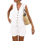 🎉2025 New Products Hot Sale✨Women’s Casual Sleeveless V-Neck Top & Shorts Two-Piece Set