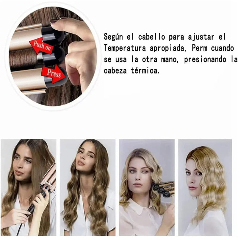 3-Barrel Curling Iron with Adjustable Temperature