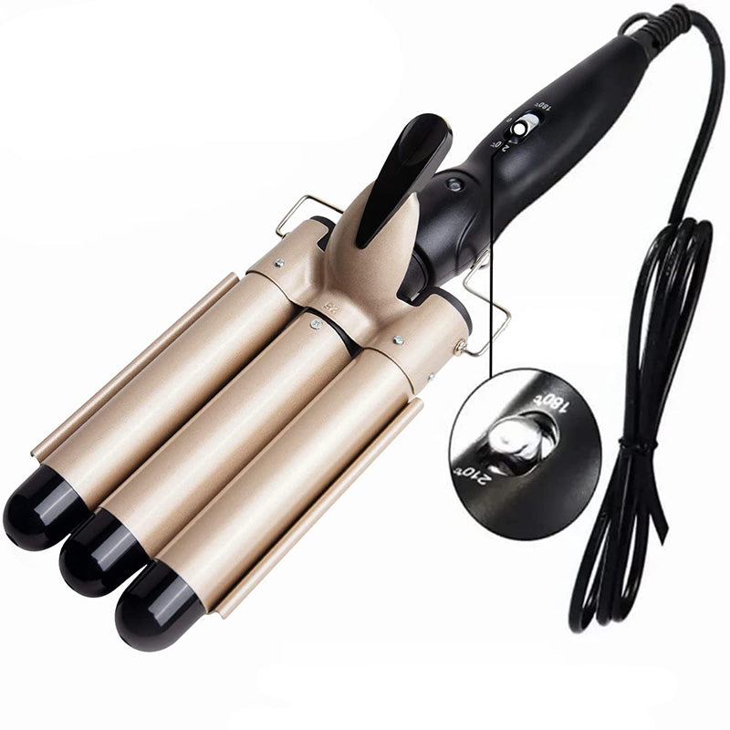 3-Barrel Curling Iron with Adjustable Temperature