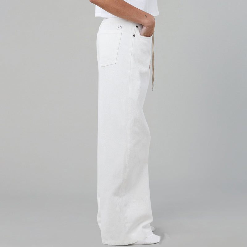 Loose Low Waisted Jeans with Adjustable Drawstring
