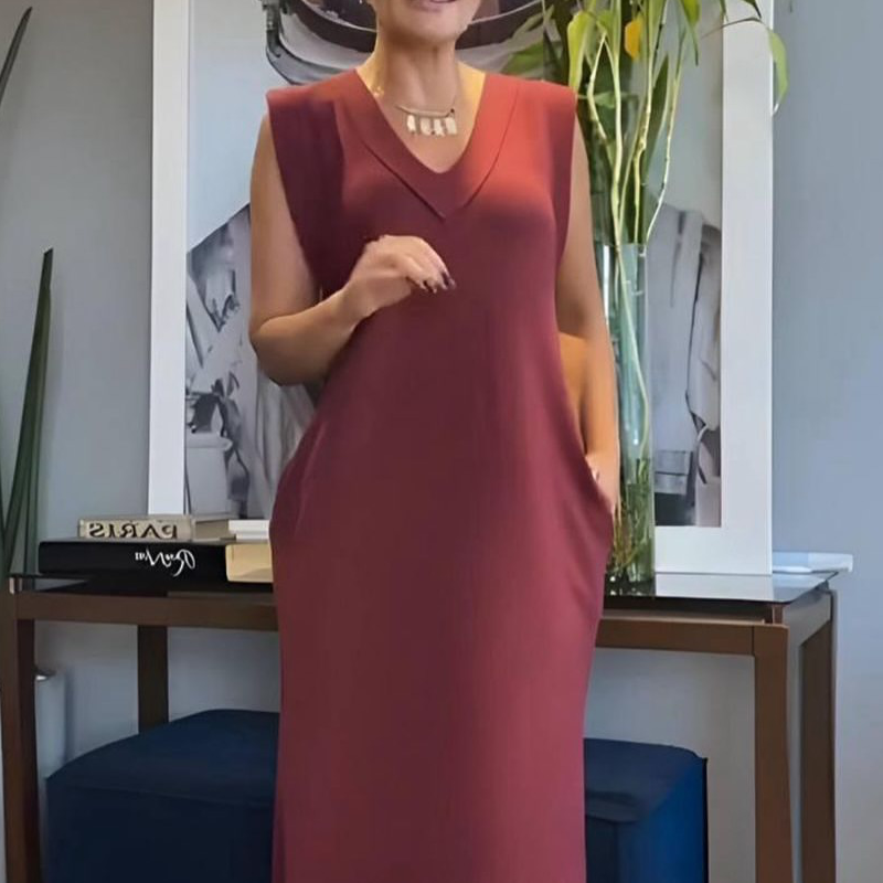 Women's V-Neck Sleeveless Split Maxi Dress