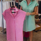 Women’s V-Neck Shirt Mini Dress with Stripe Print
